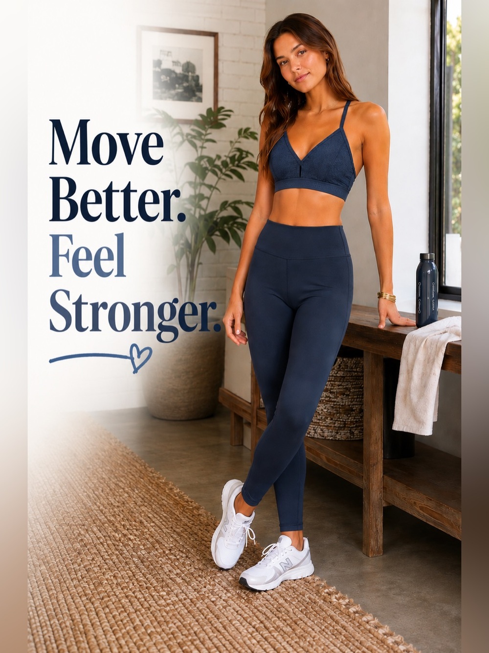Outdoor Voices Racerback Sports Bra Heathered Navy Padded Sm low support CKB071 View 4